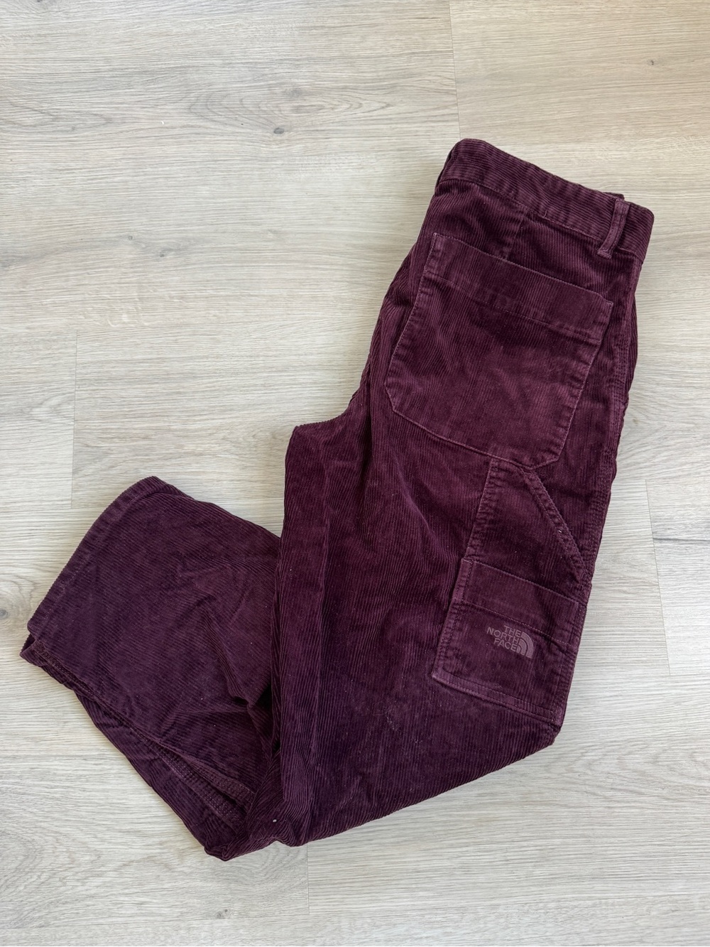 North Face burgundy corduroy carpenter cargo utility pants women’s size 10 Y2K